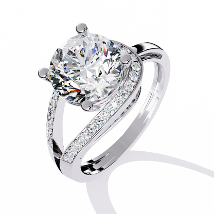 Modern Pear-Shaped Pavé Lab Grown Diamond Ring