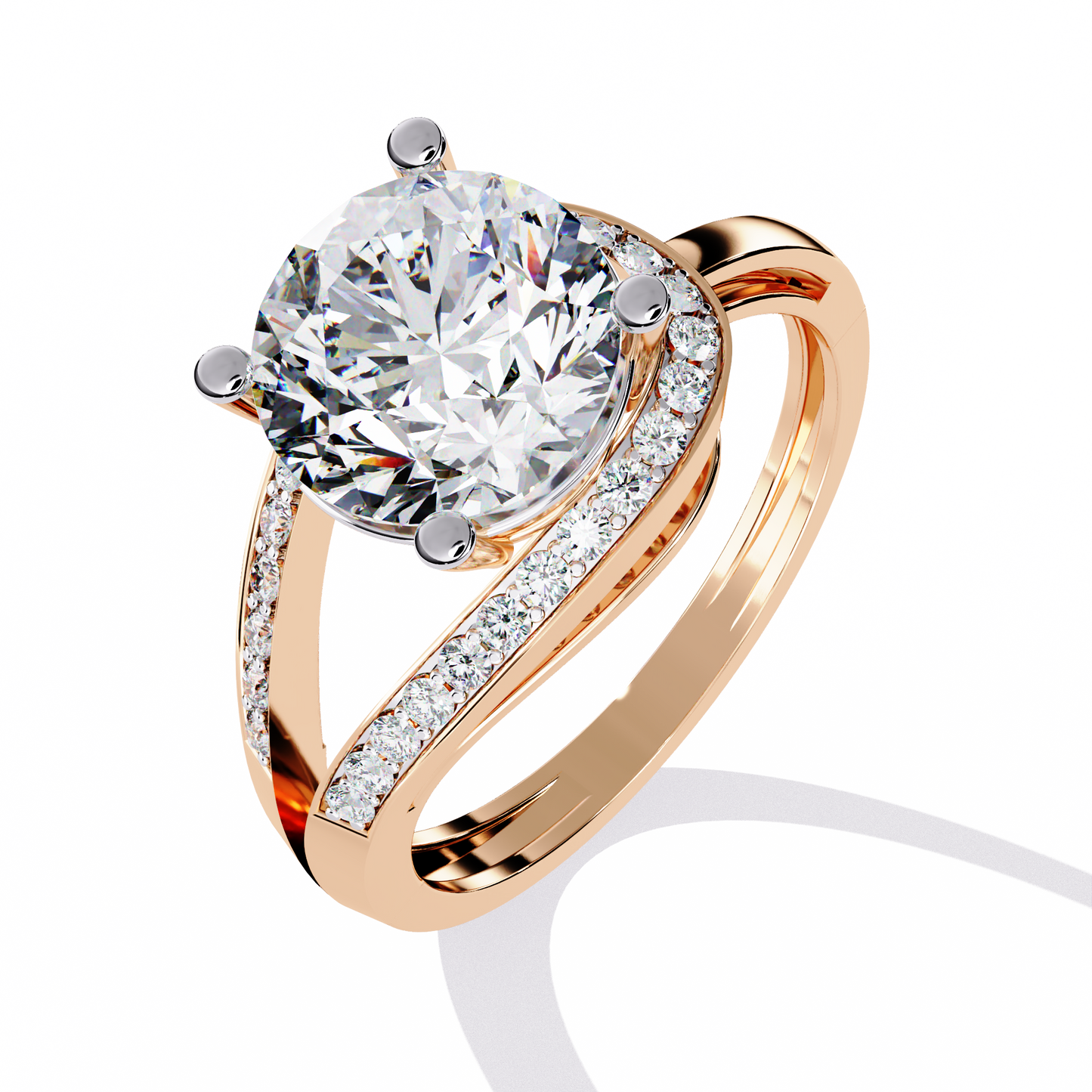 Modern Pear-Shaped Pavé Lab Grown Diamond Ring