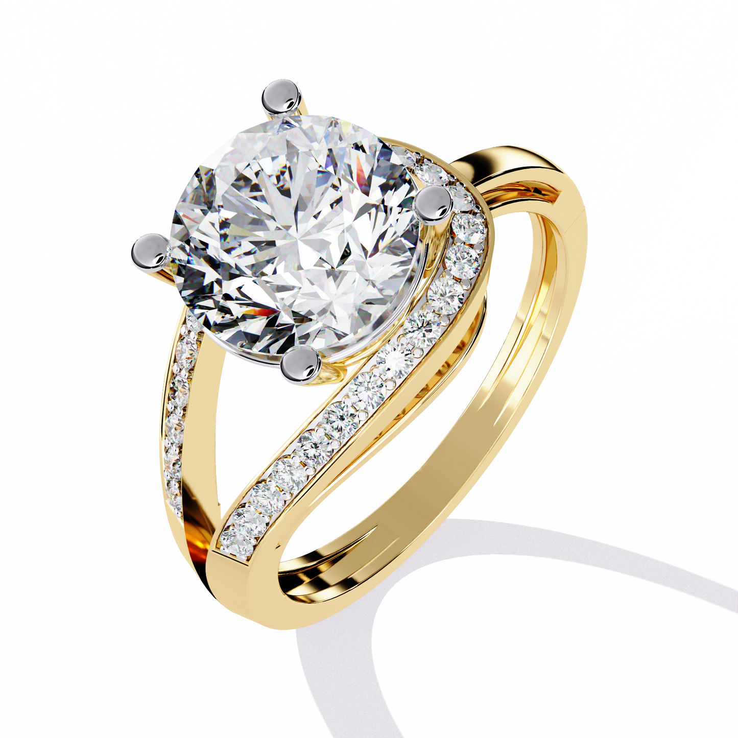 Modern Pear-Shaped Pavé Lab Grown Diamond Ring