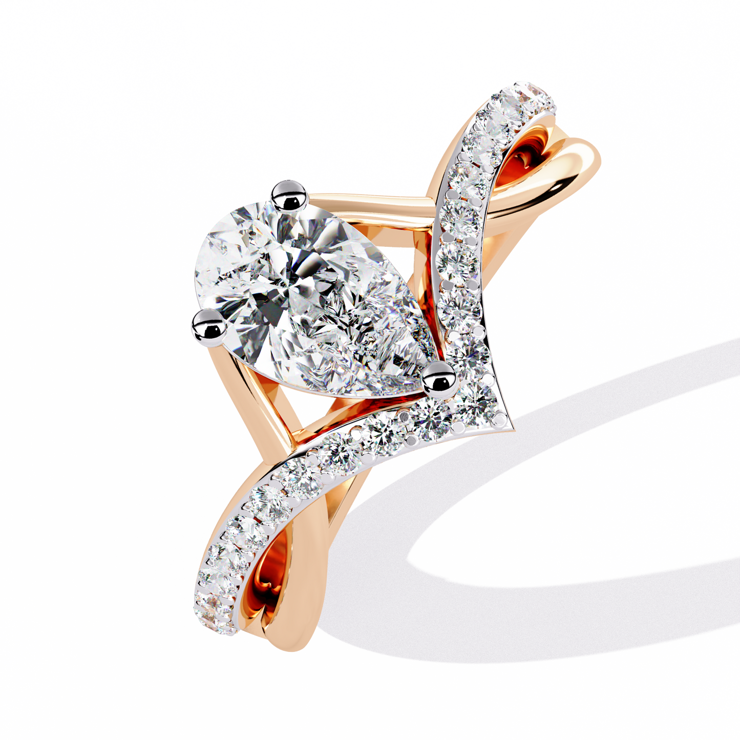 Chevron Pear-Cut Lab Grown Diamond Ring