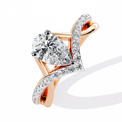 Chevron Pear-Cut Lab Grown Diamond Ring