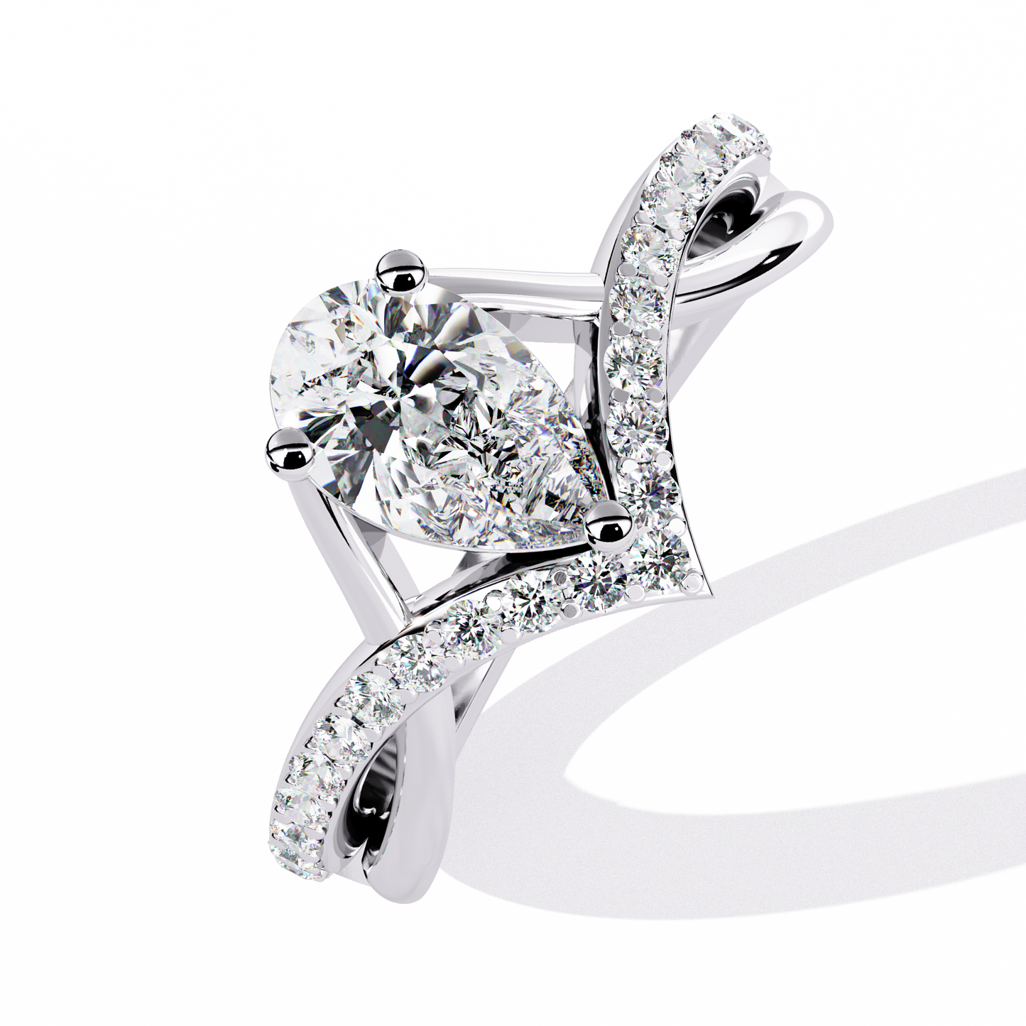 Chevron Pear-Cut Lab Grown Diamond Ring