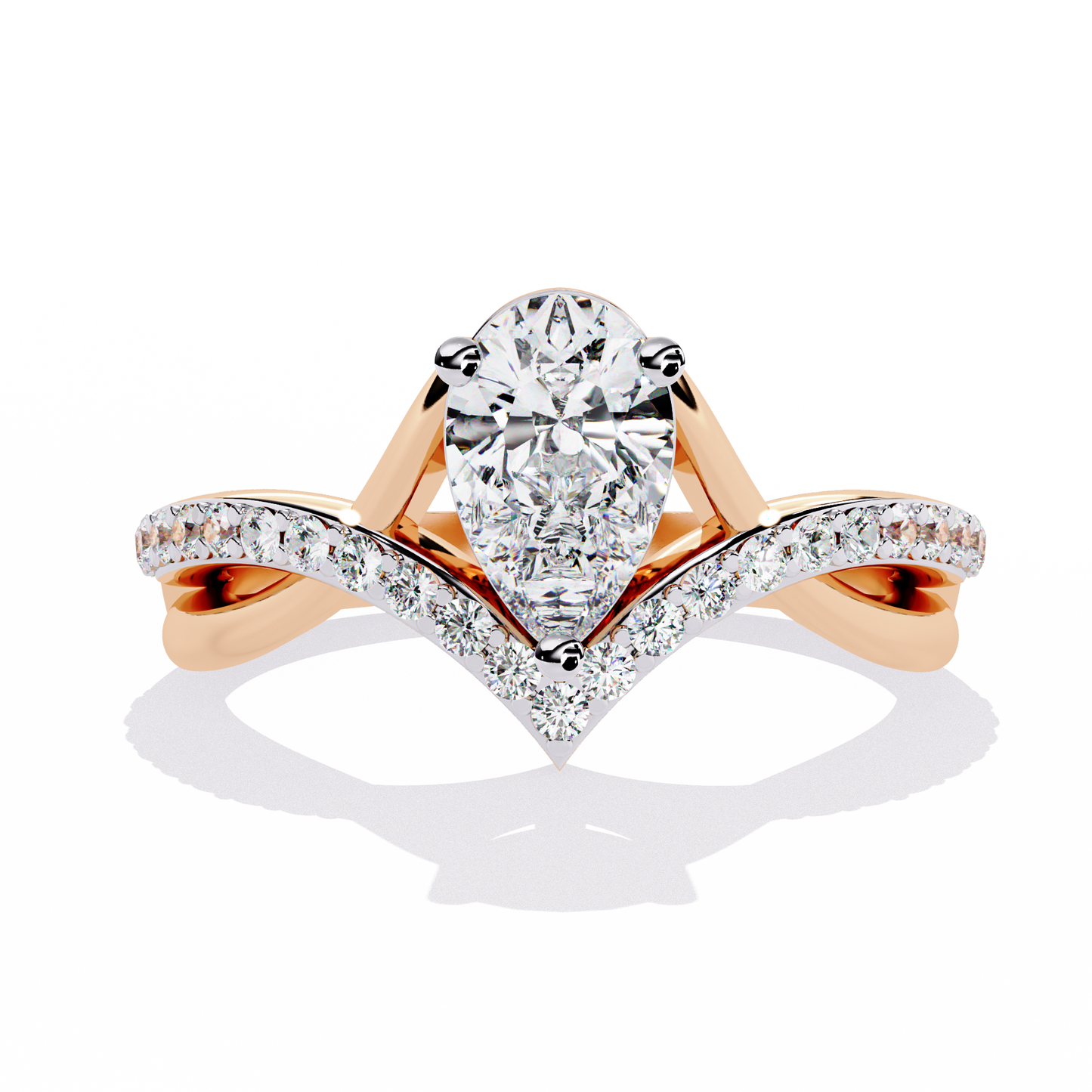 Chevron Pear-Cut Lab Grown Diamond Ring