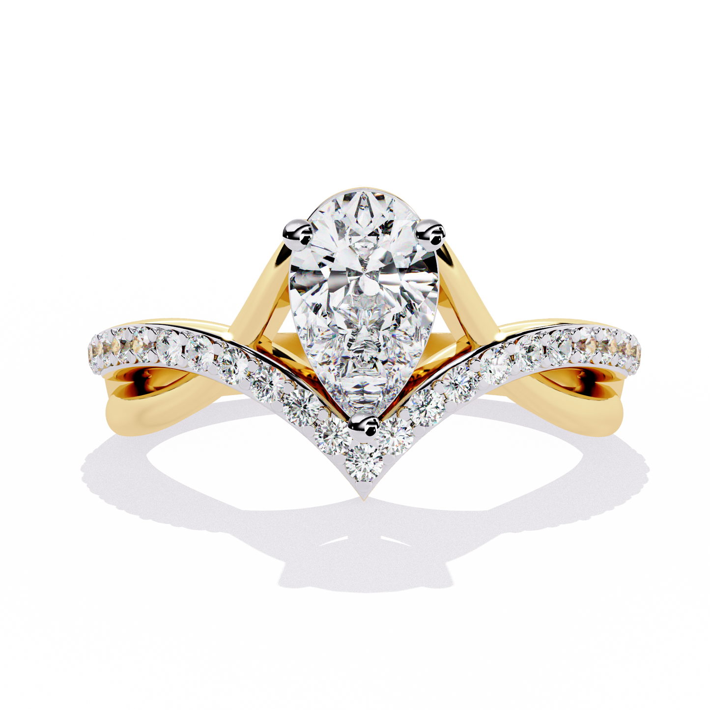 Chevron Pear-Cut Lab Grown Diamond Ring