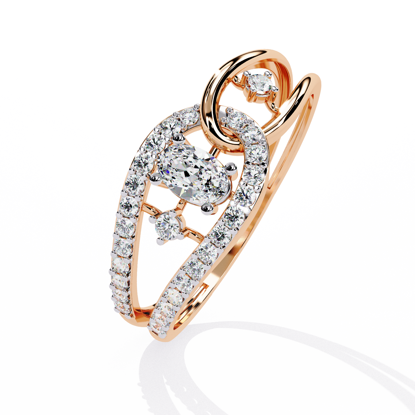 Oval-Cut Open-Link Lab Grown Diamond Ring