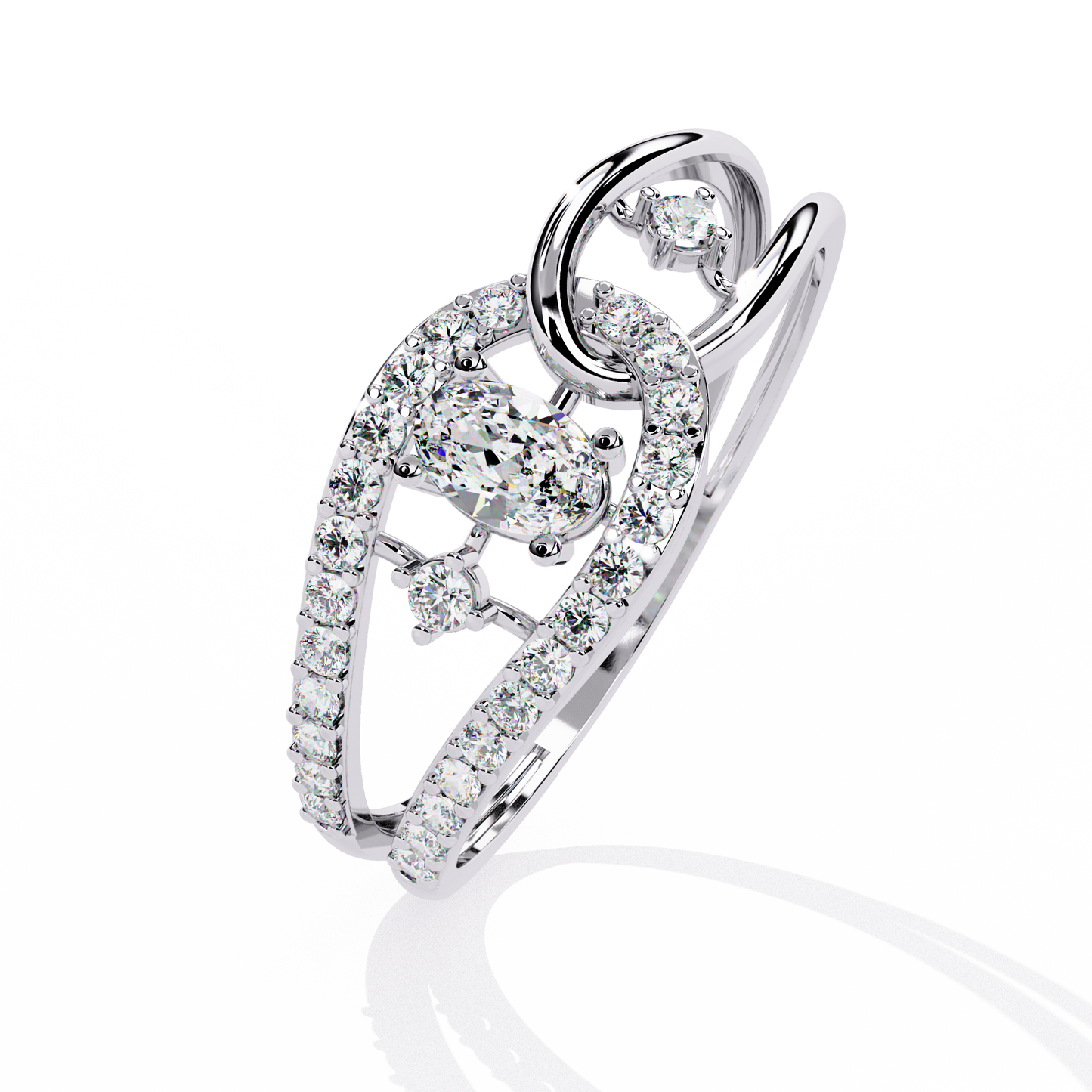 Oval-Cut Open-Link Lab Grown Diamond Ring