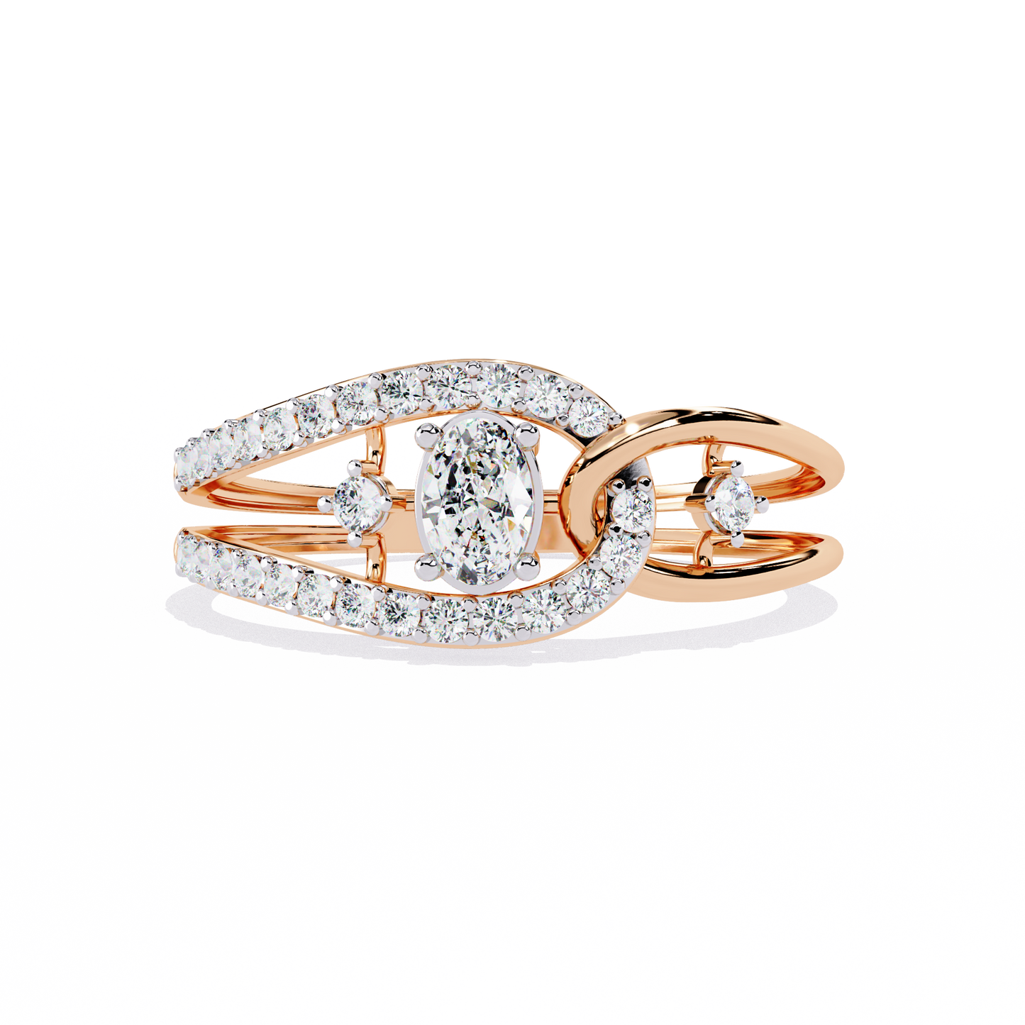 Oval-Cut Open-Link Lab Grown Diamond Ring