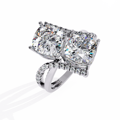 Dual Cushion-Cut Lab Grown Diamond Bypass Ring