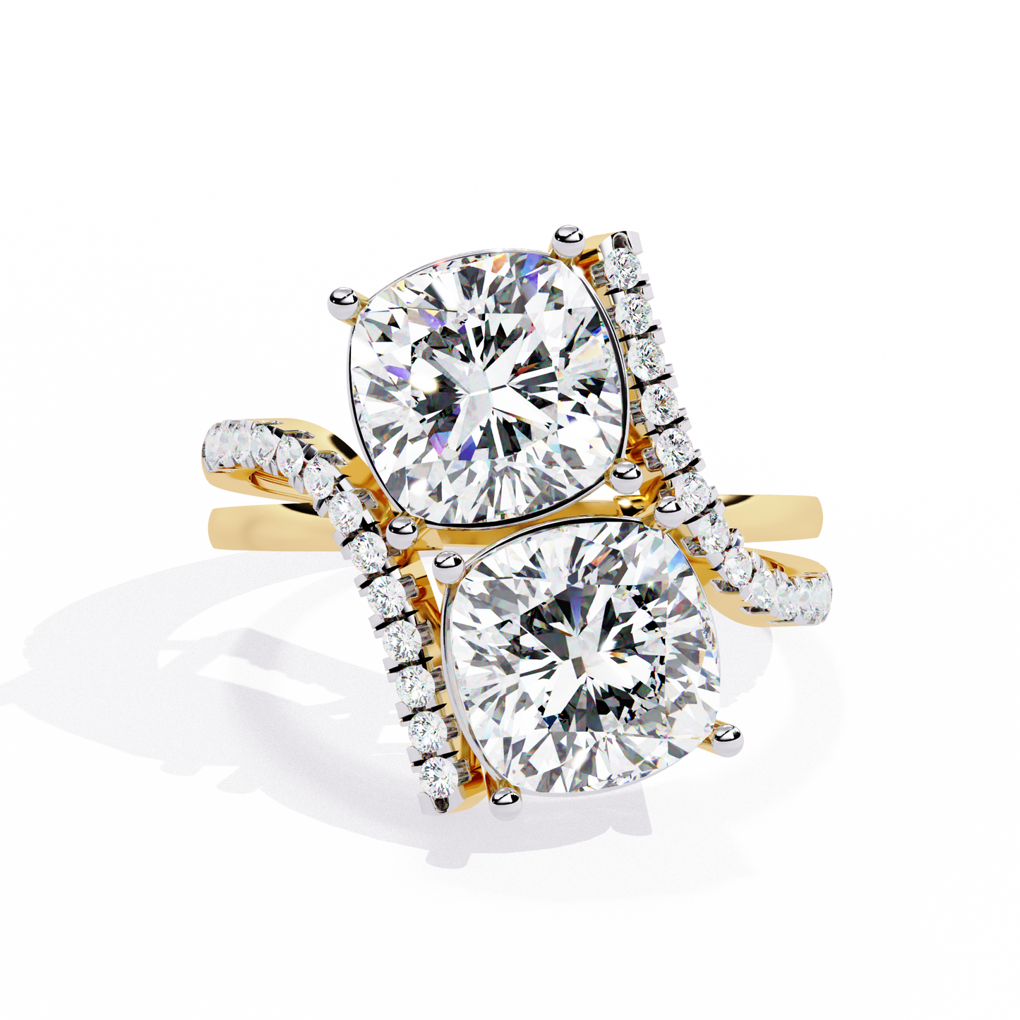 Dual Cushion-Cut Lab Grown Diamond Bypass Ring