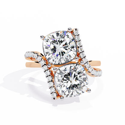 Dual Cushion-Cut Lab Grown Diamond Bypass Ring