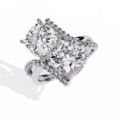 Dual Cushion-Cut Lab Grown Diamond Bypass Ring