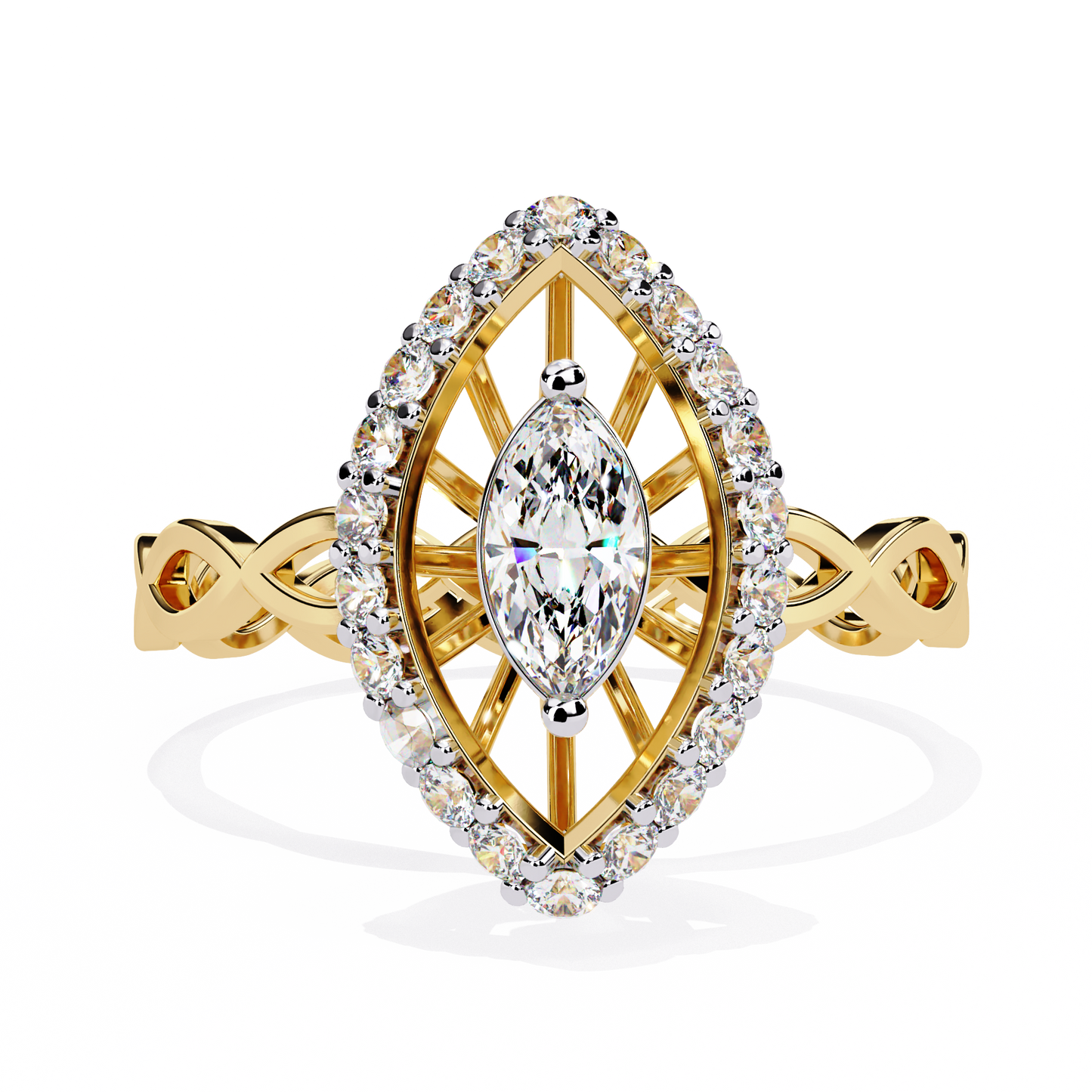 Vintage Marquise Halo Lab Grown Diamond Ring