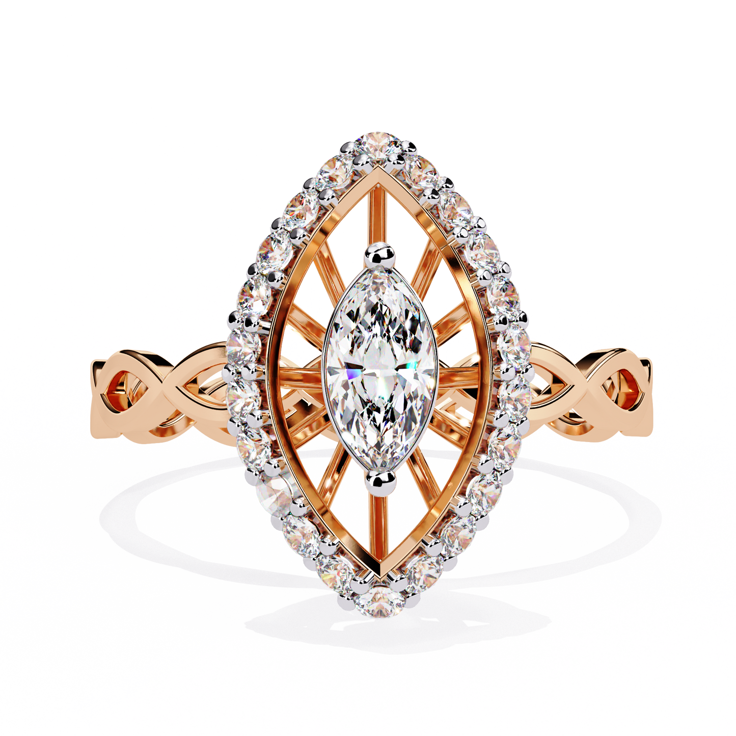 Vintage Marquise Halo Lab Grown Diamond Ring