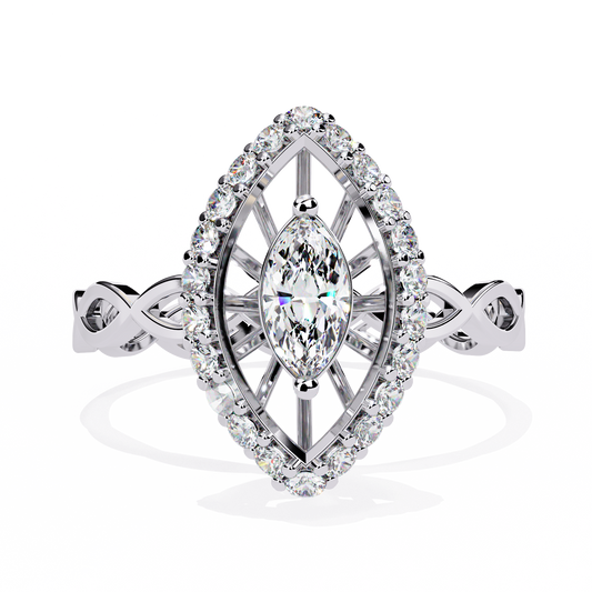 Vintage Marquise Halo Lab Grown Diamond Ring