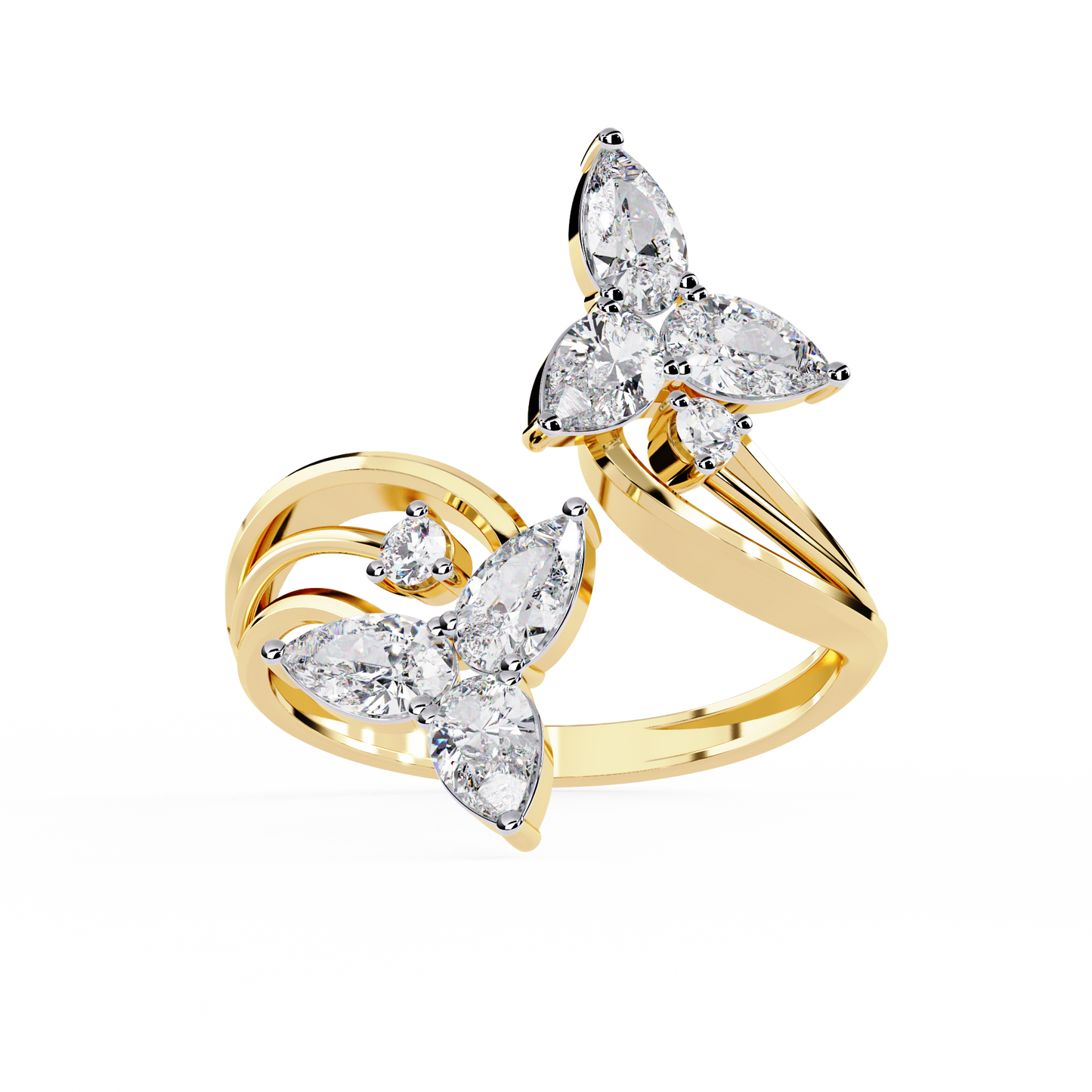 Elegant Floral-Inspired Open Wrap Lab Grown Diamond Ring