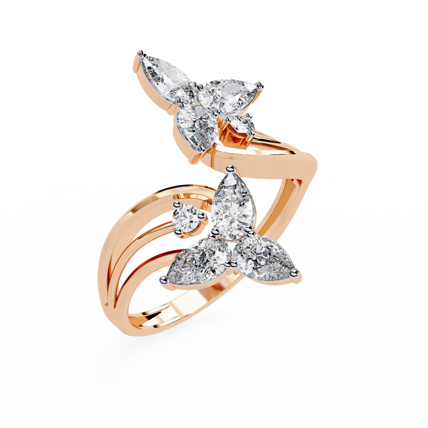 Elegant Floral-Inspired Open Wrap Lab Grown Diamond Ring