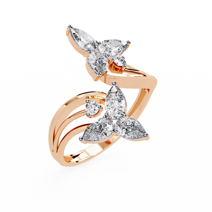 Elegant Floral-Inspired Open Wrap Lab Grown Diamond Ring