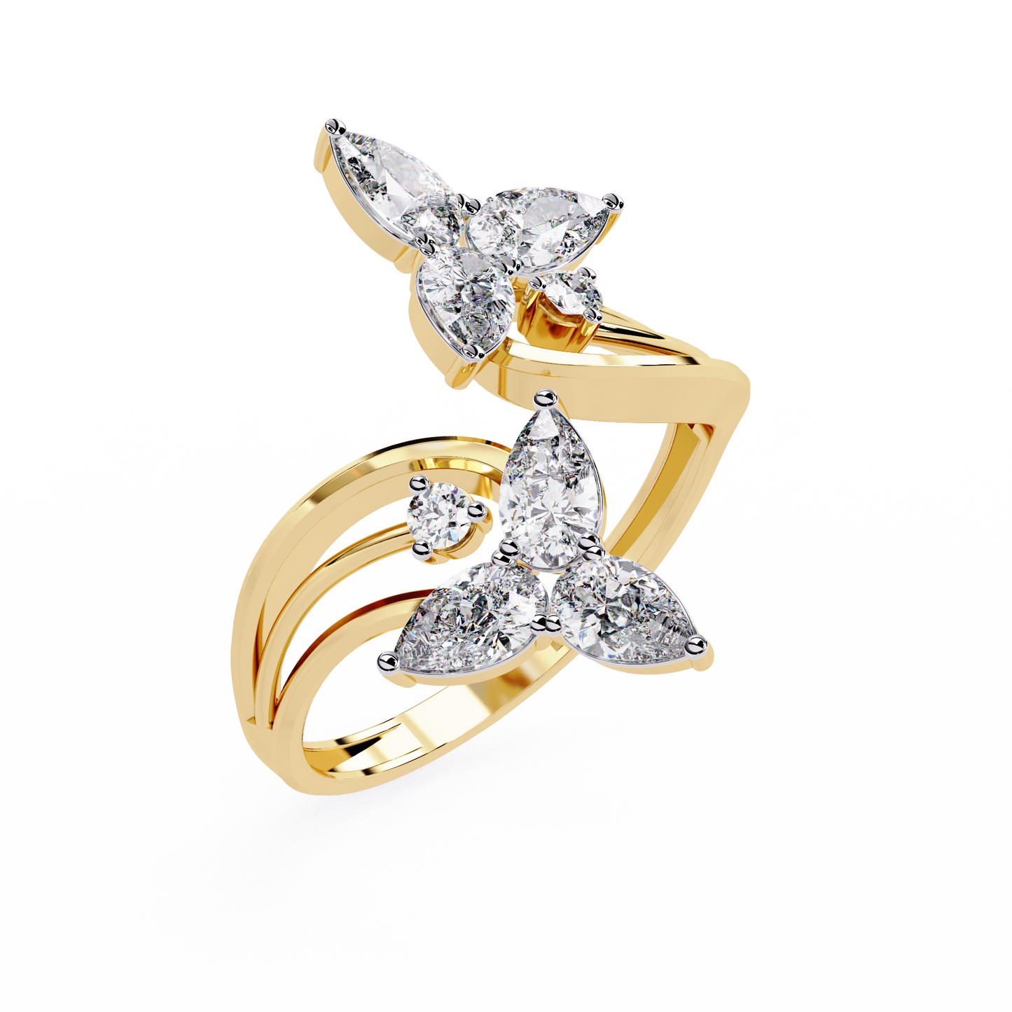 Elegant Floral-Inspired Open Wrap Lab Grown Diamond Ring