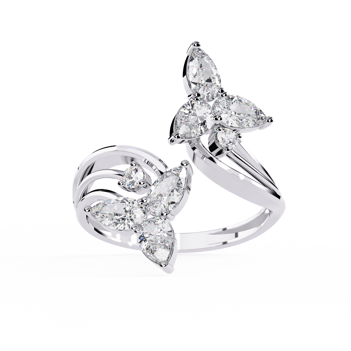 Elegant Floral-Inspired Open Wrap Lab Grown Diamond Ring