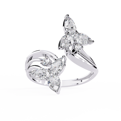 Elegant Floral-Inspired Open Wrap Lab Grown Diamond Ring