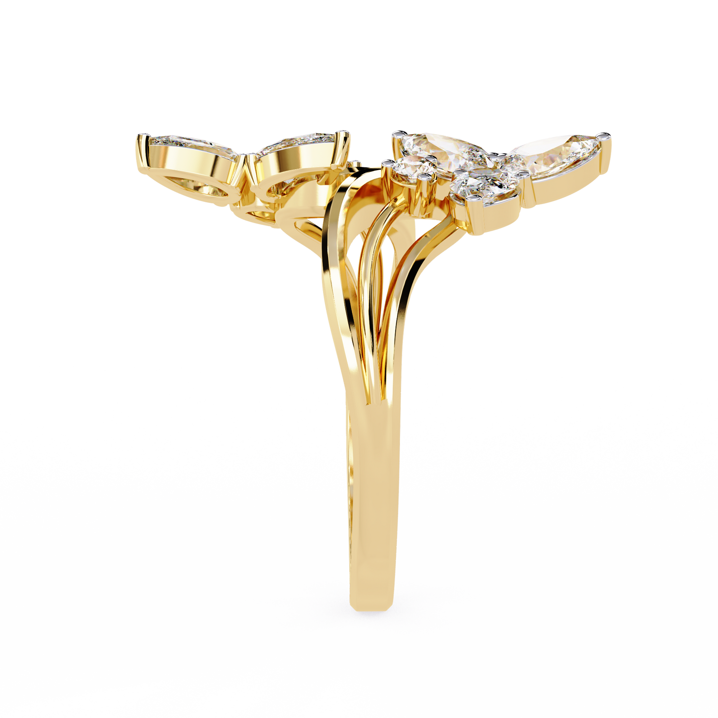 Elegant Floral-Inspired Open Wrap Lab Grown Diamond Ring