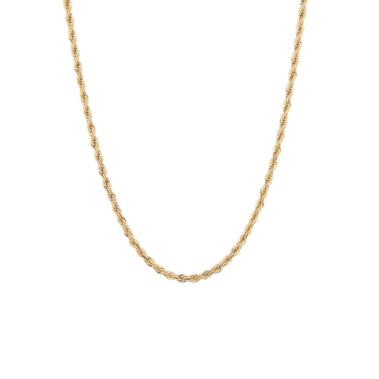 14K Yellow Gold 20'' 1.5mm Diamond Cut Rope Chain Necklace 1.5gm