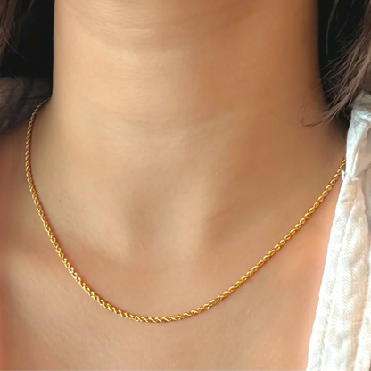 10k Yellow Gold 24'' 1.5mm Diamond Cut Rope Chain Necklace 1.45gm