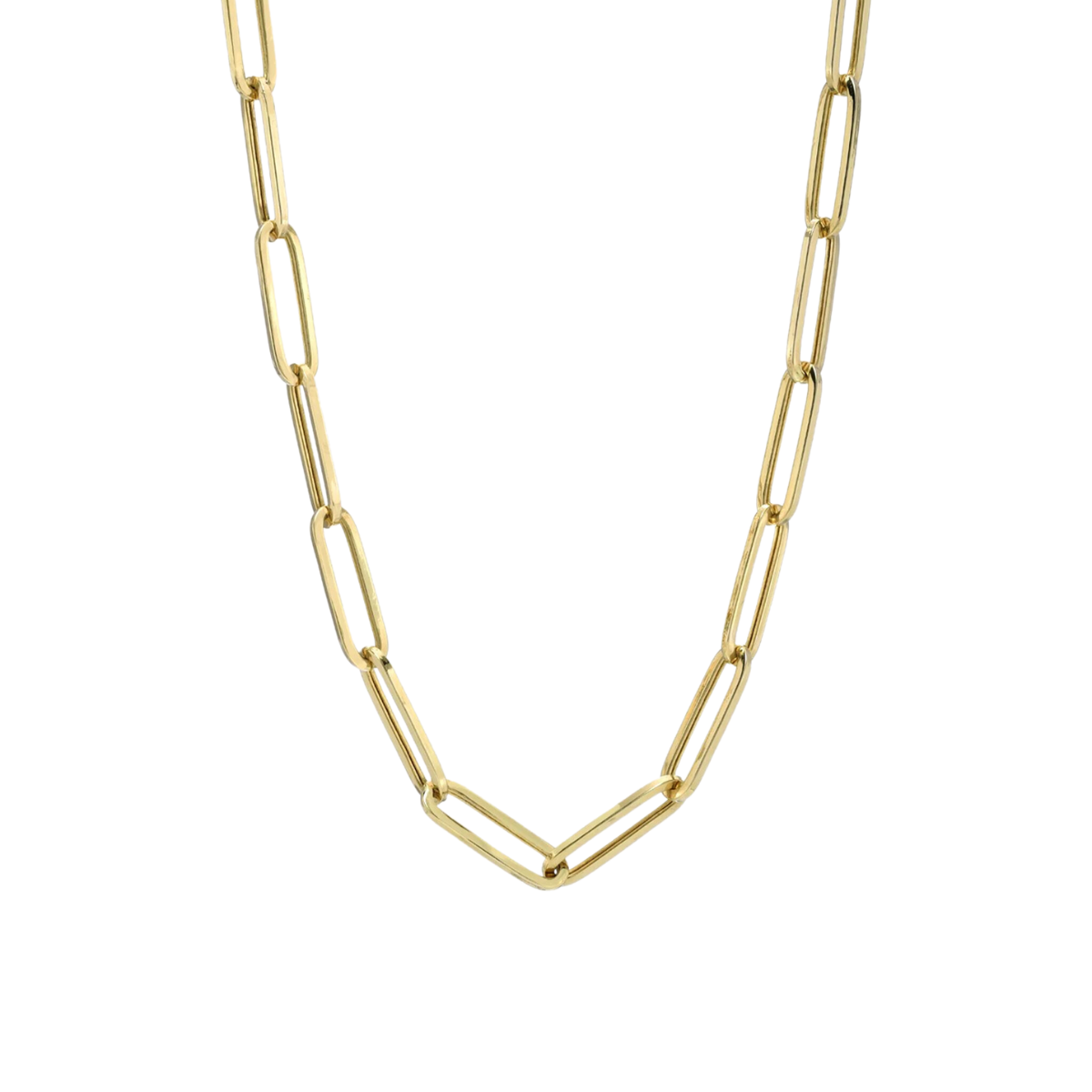 Italian 10k Yellow Gold 20" 4MM Paperclip Chain Necklace 5 gm