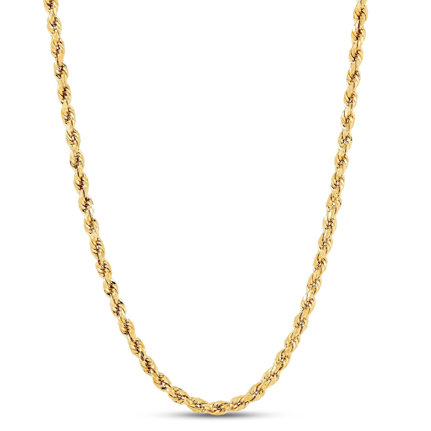 14k Solid Yellow Gold 20'' 2.5mm Diamond Cut Rope Chain Necklace 5.8gm