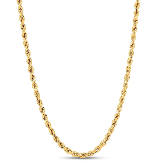10k Solid Yellow Gold 20'' 3mm Rope Chain Necklace 4.21 gm