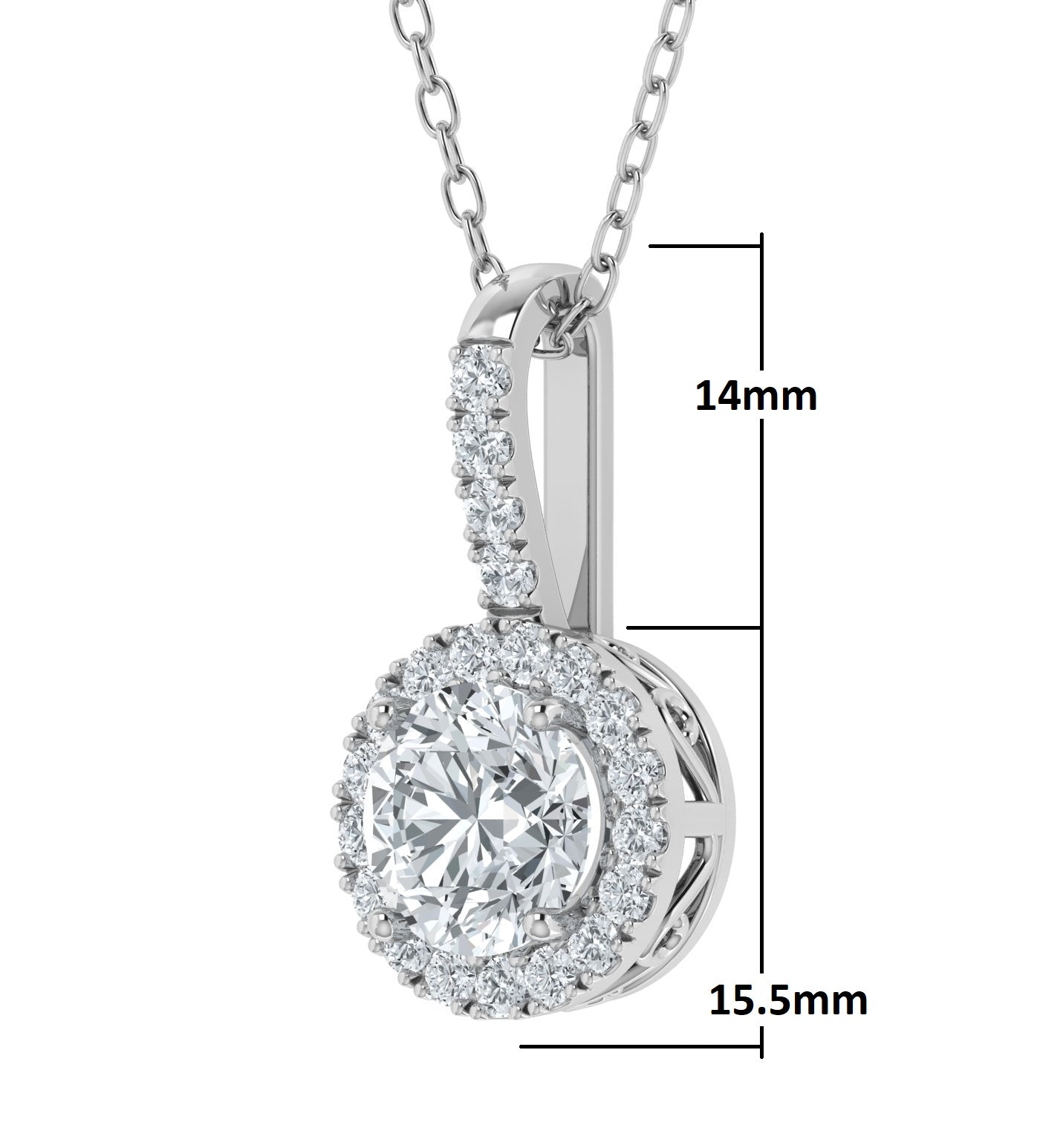 18k White Gold Lab-Grown Diamond Halo Pendant