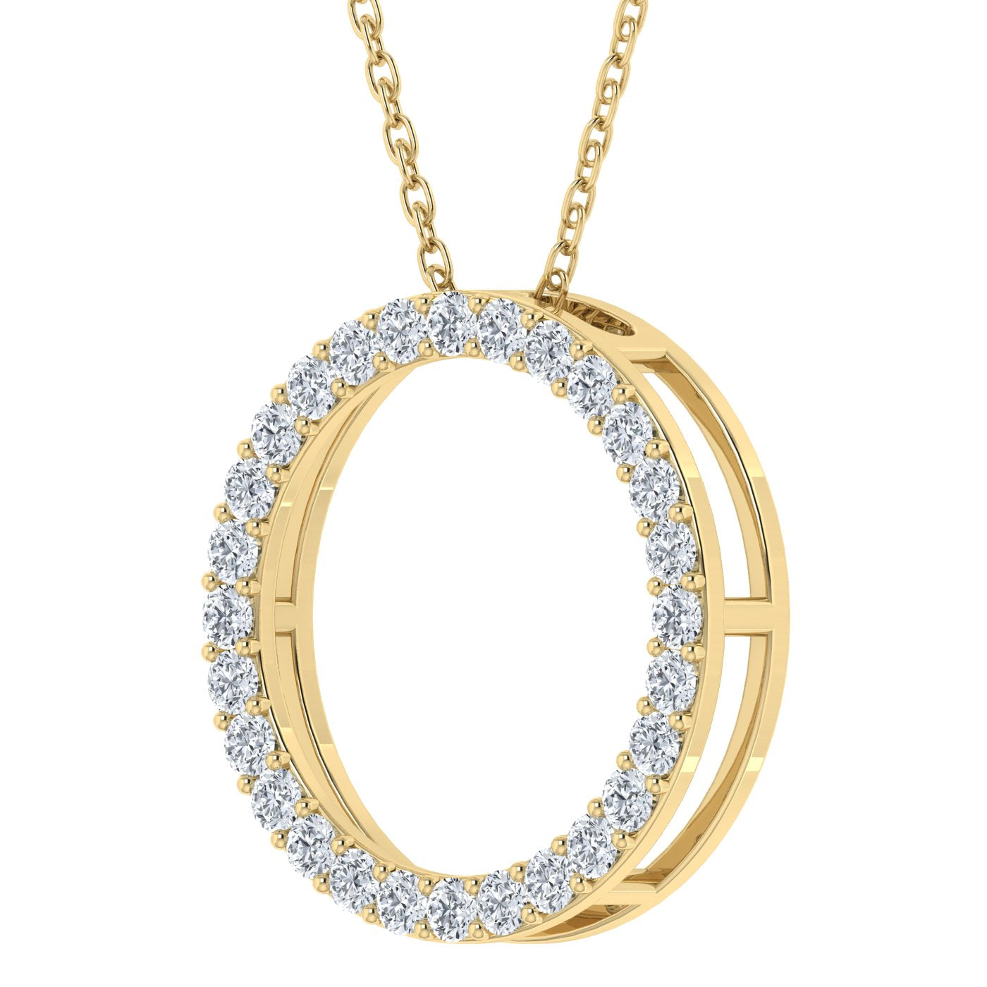 0.25CT Lab Grown Diamond Circle Pendant with Cable Chain