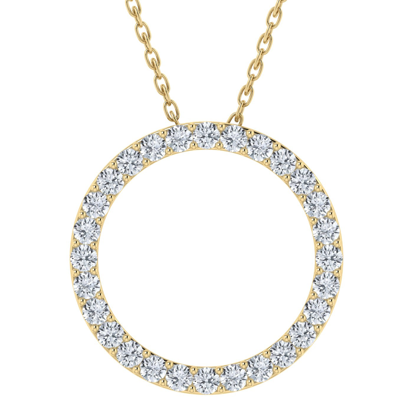 0.25CT Lab Grown Diamond Circle Pendant with Cable Chain