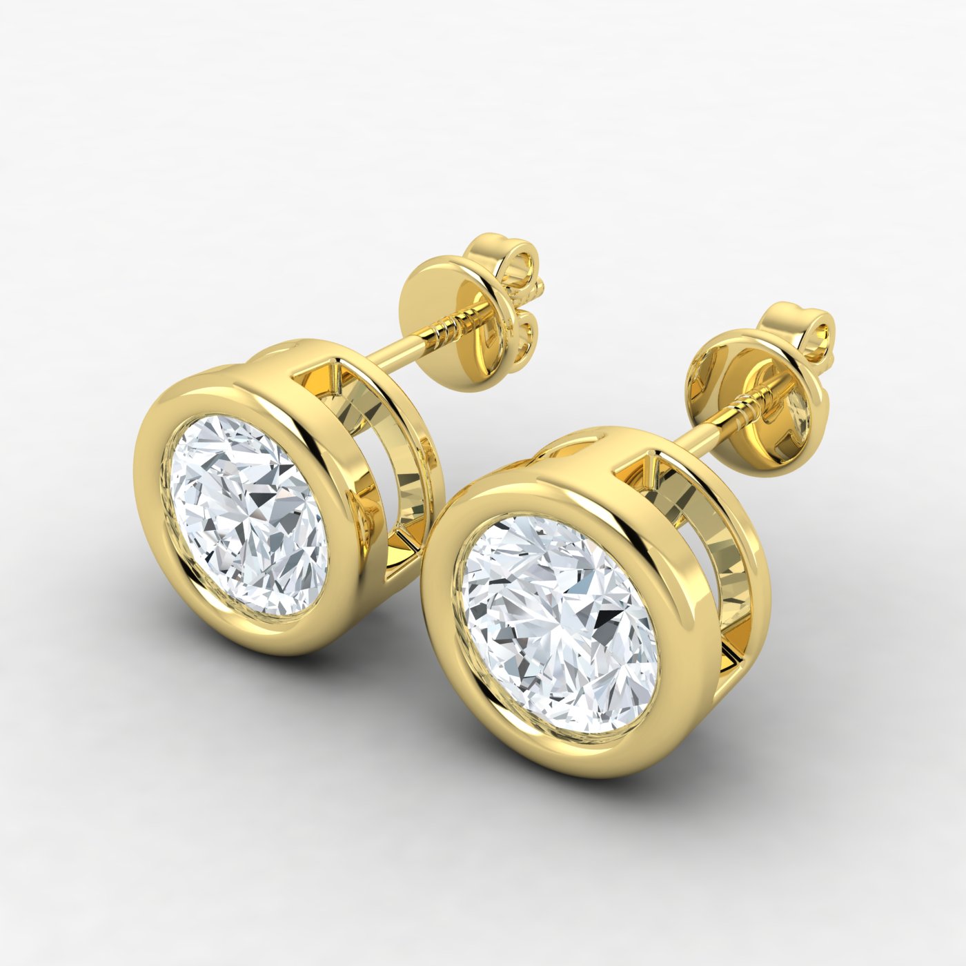 Lab Grown Diamond Bezel Studs Earrings (1ct-2ct)