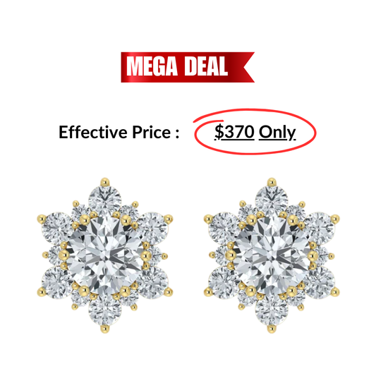 Lab Grown Diamond Snow Flake Design Earrings (0.75ct-1ct)