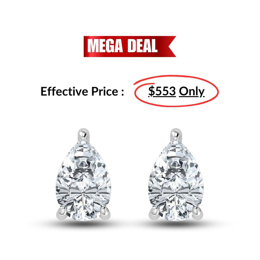 Lab Grown Diamond Pear Solitaire Earrings (1ct-2ct)