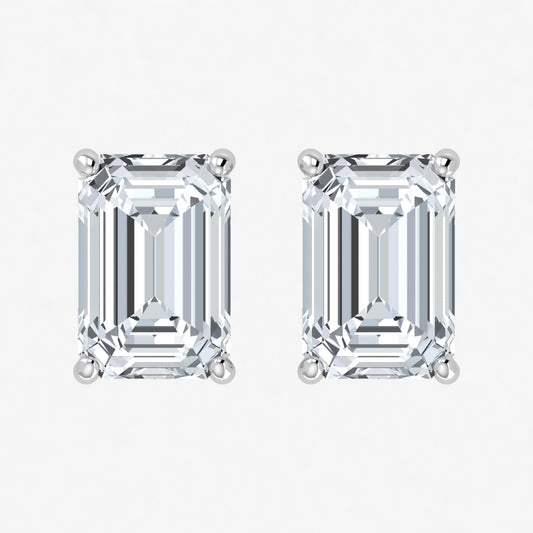 Pendientes de diamantes cultivados en laboratorio de talla esmeralda (0,50 ct-2,00 ct)