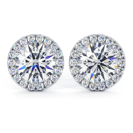 3.75CT Lab Grown Diamond Halo Earrings EF VVS2