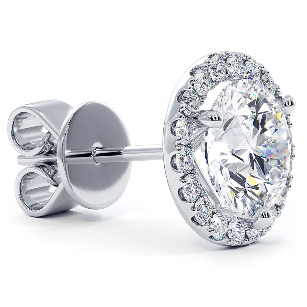 3.75CT Lab Grown Diamond Halo Earrings EF VVS2