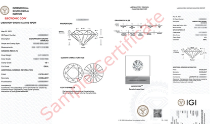 IGI Certified VS-EF Oval Lab Grown Diamond Ring in Yellow or White Gold 1ct