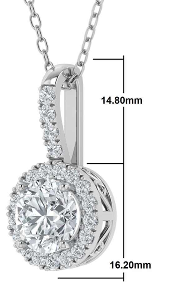 18k White Gold Lab-Grown Diamond Halo Pendant 5.00CT