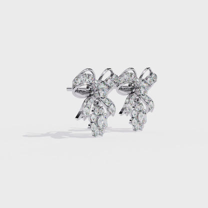 2.25CT Lab Grown Diamond Bow & Floral Stud Earrings