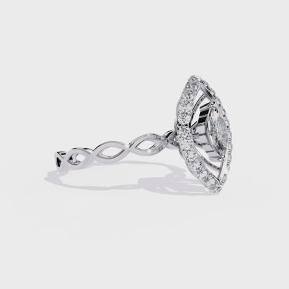 Vintage Marquise Halo Lab Grown Diamond Ring