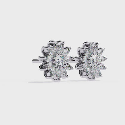 Floral Marquise Lab Grown Diamond Stud Earrings