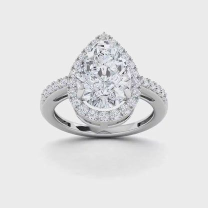 3.25ct  Lab Grown Diamond Engagement Pear Cut Halo Ring