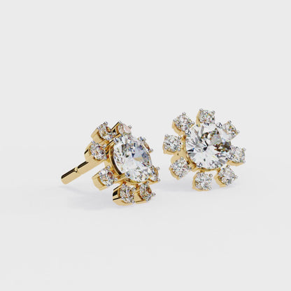 1.50ct Lab Grown Diamond Flower Stud Earrings