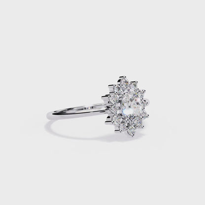 Vintage-Inspired Oval Halo Lab Grown Diamond Ring