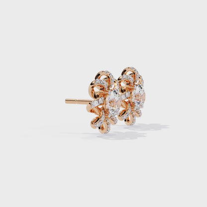 Enchanting Floral Swirl Lab-Grown Diamond Stud Earrings