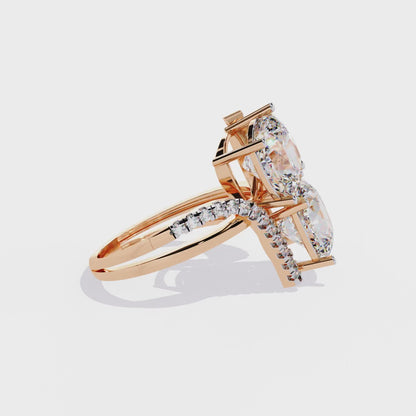 Dual Cushion-Cut Lab Grown Diamond Bypass Ring