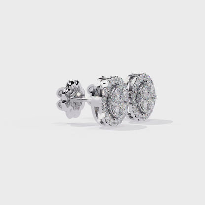 Luxurious Halo Lab-Grown Diamond Stud Earrings